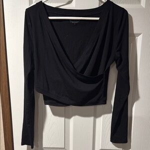 Athleta Black Long Sleeve Wrap Blouse